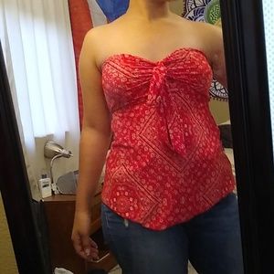 Cute strapless red Bandana shirt